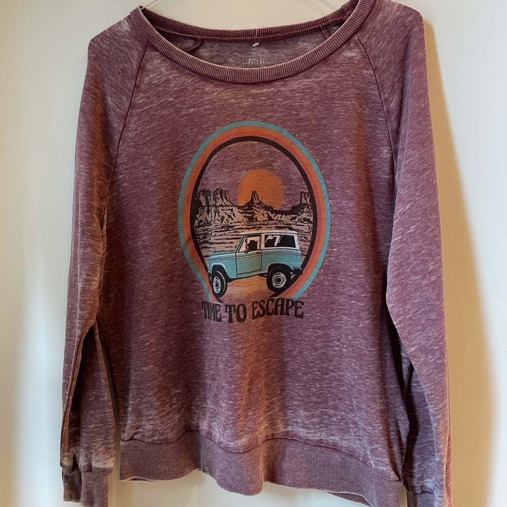 Purple Vintage Distressed Sweatshirt Jeep Dessert Graphic